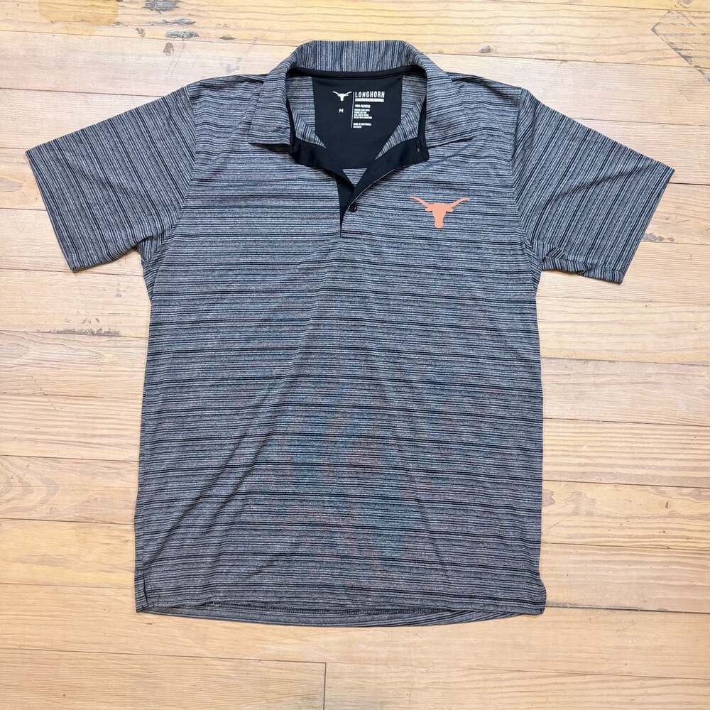 Longhorn Apparel Texas Longhorns Gray Striped Golf Polo Shirt Men's Medium